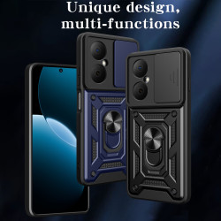 For Huawei Nova Y73 Case With Slide Lens Cover Y70 Y70plus 4G Ring Shockproof Stand Holder Phone Case