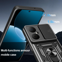 For Huawei Nova Y73 Case With Slide Lens Cover Y70 Y70plus 4G Ring Shockproof Stand Holder Phone Case