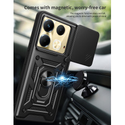 For Infinix Note 40 5G Case With Slide Lens Cover Note40Pro 30Pro 30i Ring Shockproof Stand Holder Phone Case