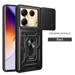 For Infinix Note 40 5G Case With Slide Lens Cover Note40Pro 30Pro 30i Ring Shockproof Stand Holder Phone Case