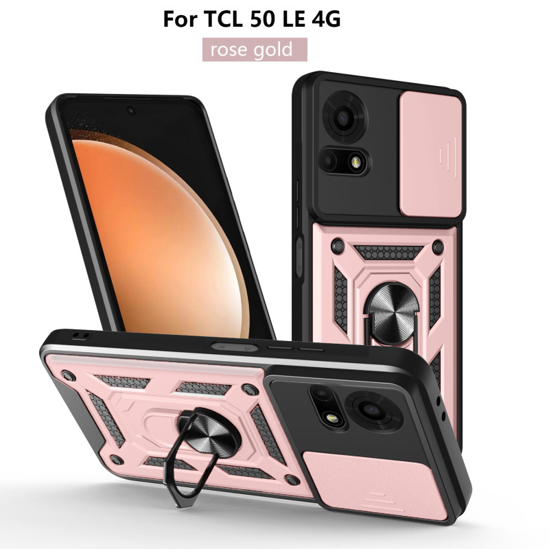 For TCL 50 LE Case With Slide Lens Cover 50SE 40SE 4G Ring Shockproof Stand Holder Phone Case