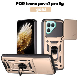 For Tecno Pova 7 Pro Case With Slide Lens Cover Pova 6Neo 6Pro Ring Shockproof Stand Holder Phone Case