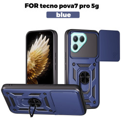 For Tecno Pova 7 Pro Case With Slide Lens Cover Pova 6Neo 6Pro Ring Shockproof Stand Holder Phone Case