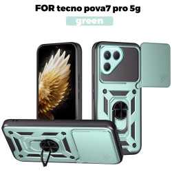 For Tecno Pova 7 Pro Case With Slide Lens Cover Pova 6Neo 6Pro Ring Shockproof Stand Holder Phone Case