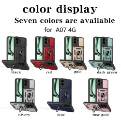 For Samsung Galaxy A07 4G Case With Slide Lens Cover Galaxy A06 Ring Shockproof Stand Holder Phone Case