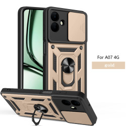 For Samsung Galaxy A07 4G Case With Slide Lens Cover Galaxy A06 Ring Shockproof Stand Holder Phone Case