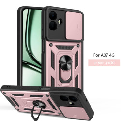 For Samsung Galaxy A07 4G Case With Slide Lens Cover Galaxy A06 Ring Shockproof Stand Holder Phone Case