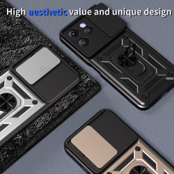 For Tecno Spark 40 Case With Slide Lens Cover Spark 30 Pro 30C Ring Shockproof Stand Holder Phone Case
