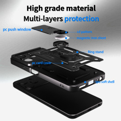 For Tecno Spark 40 Case With Slide Lens Cover Spark 30 Pro 30C Ring Shockproof Stand Holder Phone Case