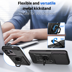 For Tecno Spark 40 Case With Slide Lens Cover Spark 30 Pro 30C Ring Shockproof Stand Holder Phone Case