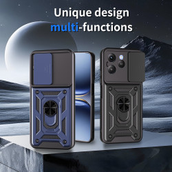 For Tecno Spark 40 Case With Slide Lens Cover Spark 30 Pro 30C Ring Shockproof Stand Holder Phone Case