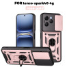 For Tecno Spark 40 Case With Slide Lens Cover Spark 30 Pro 30C Ring Shockproof Stand Holder Phone Case
