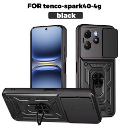 For Tecno Spark 40 Case With Slide Lens Cover Spark 30 Pro 30C Ring Shockproof Stand Holder Phone Case