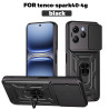 For Tecno Spark 40 Case With Slide Lens Cover Spark 30 Pro 30C Ring Shockproof Stand Holder Phone Case