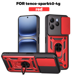 For Tecno Spark 40 Case With Slide Lens Cover Spark 30 Pro 30C Ring Shockproof Stand Holder Phone Case