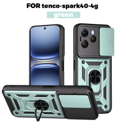 For Tecno Spark 40 Case With Slide Lens Cover Spark 30 Pro 30C Ring Shockproof Stand Holder Phone Case