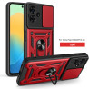 For Tecno Pop 10 Case With Slide Lens Cover Pop9 Pop8 Ring Shockproof Stand Holder Phone Case