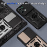 For Oppo Reno14 Case With Slide Lens Cover Reno13F 13Pro Ring Shockproof Stand Holder Phone Case