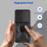 For Oppo Reno14 Case With Slide Lens Cover Reno13F 13Pro Ring Shockproof Stand Holder Phone Case