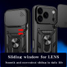 For Apple iPhone 17 Pro Case With Slide Lens Cover 17air plus 17 16ProMax 16Plus 16e Ring Shockproof Stand Holder Phone Case