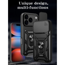 For Apple iPhone 17 Pro Case With Slide Lens Cover 17air plus 17 16ProMax 16Plus 16e Ring Shockproof Stand Holder Phone Case
