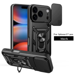 For Apple iPhone 17 Pro Case With Slide Lens Cover 17air plus 17 16ProMax 16Plus 16e Ring Shockproof Stand Holder Phone Case