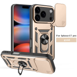 For Apple iPhone 17 Pro Case With Slide Lens Cover 17air plus 17 16ProMax 16Plus 16e Ring Shockproof Stand Holder Phone Case