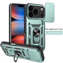 For Apple iPhone 17 Pro Case With Slide Lens Cover 17air plus 17 16ProMax 16Plus 16e Ring Shockproof Stand Holder Phone Case