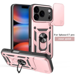 For Apple iPhone 17 Pro Case With Slide Lens Cover 17air plus 17 16ProMax 16Plus 16e Ring Shockproof Stand Holder Phone Case