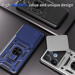 For vivo V60 Case With Slide Lens Cover V50 Lite V50 5G Ring Shockproof Stand Holder Phone Case