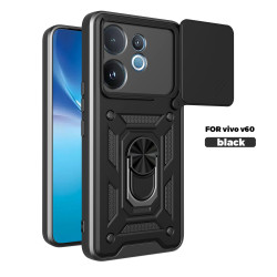 For vivo V60 Case With Slide Lens Cover V50 Lite V50 5G Ring Shockproof Stand Holder Phone Case
