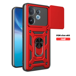 For vivo V60 Case With Slide Lens Cover V50 Lite V50 5G Ring Shockproof Stand Holder Phone Case