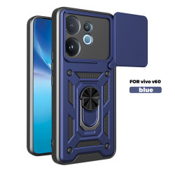 For vivo V60 Case With Slide Lens Cover V50 Lite V50 5G Ring Shockproof Stand Holder Phone Case