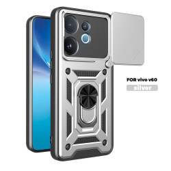 For vivo V60 Case With Slide Lens Cover V50 Lite V50 5G Ring Shockproof Stand Holder Phone Case