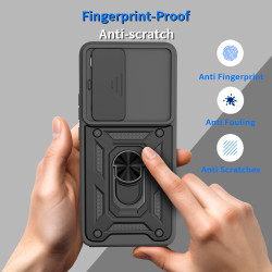 For vivo Y400 5G Case With Slide Lens Cover Y200 5G Ring Shockproof Stand Holder Phone Case