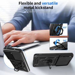 For vivo Y400 5G Case With Slide Lens Cover Y200 5G Ring Shockproof Stand Holder Phone Case