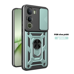 For vivo Y400 5G Case With Slide Lens Cover Y200 5G Ring Shockproof Stand Holder Phone Case