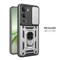 For vivo Y400 5G Case With Slide Lens Cover Y200 5G Ring Shockproof Stand Holder Phone Case