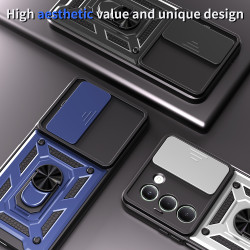 Case for Xiaomi Redmi 15 5G Slide Camera Protect Stand Phone Shell Funda for Redmi 15 4G 14C 4G Cover