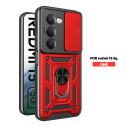 Case for Xiaomi Redmi 15 5G Slide Camera Protect Stand Phone Shell Funda for Redmi 15 4G 14C 4G Cover
