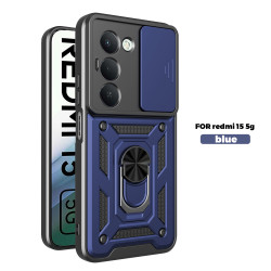 Case for Xiaomi Redmi 15 5G Slide Camera Protect Stand Phone Shell Funda for Redmi 15 4G 14C 4G Cover