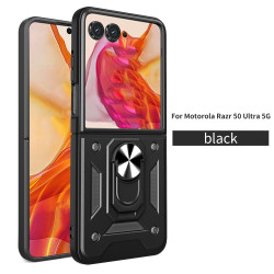 For Moto Razr 50 Ultra Case With Slide Lens Cover Rotating Ring Shockproof Stand Holder Phone Cases for Moto razr+ 2024