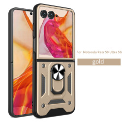For Moto Razr 50 Ultra Case With Slide Lens Cover Rotating Ring Shockproof Stand Holder Phone Cases for Moto razr+ 2024
