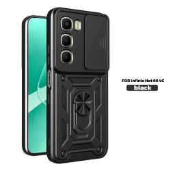 Case for Infinix Hot 60 4G Slide Camera Protect Stand Phone Shell Funda for Hot 50 Pro+ 4G 50i Cover