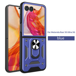 For Moto Razr 50 Ultra Case With Slide Lens Cover Rotating Ring Shockproof Stand Holder Phone Cases for Moto razr+ 2024