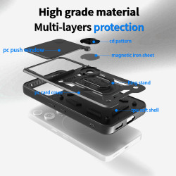 For Nothing Phone 3 Case With Slide Lens Cover Phone 3aPro 3a 2a Ring Shockproof Stand Holder Phone Case
