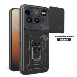 For Nothing Phone 3 Case With Slide Lens Cover Phone 3aPro 3a 2a Ring Shockproof Stand Holder Phone Case