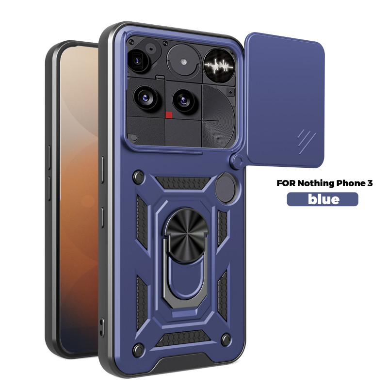 For Nothing Phone 3 Case With Slide Lens Cover Phone 3aPro 3a 2a Ring Shockproof Stand Holder Phone Case