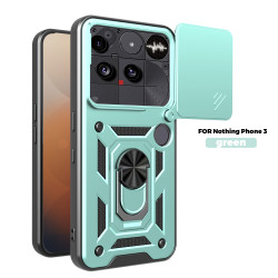 For Nothing Phone 3 Case With Slide Lens Cover Phone 3aPro 3a 2a Ring Shockproof Stand Holder Phone Case