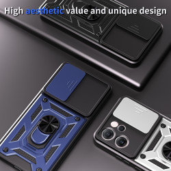 For Oppo Reno14 F Case With Slide Lens Cover Phone Reno13 F 13Pro 5G Ring Shockproof Stand Holder Phone Case